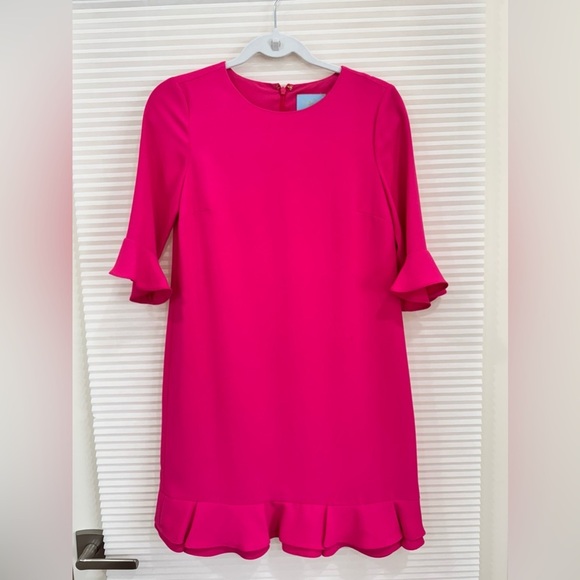 Cece Fuchsia Pink Kate Ruffle Shift Mini Dress size  0 - Picture 4 of 11